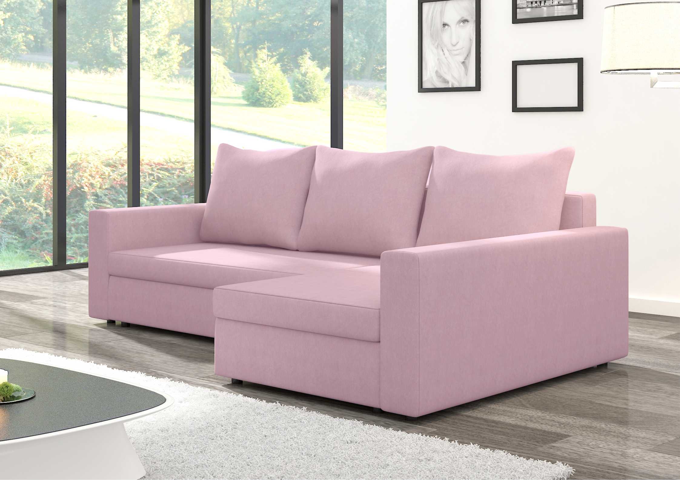 Klasyczny różowy narożnik rozkładany